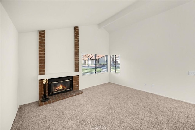 625 E Merion St, Ontario, CA 91761 - unfurnished living room featuring carpet flooring and a brick fireplace