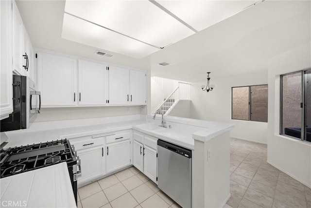 625 E Merion St, Ontario, CA 91761 - kitchen featuring stainless steel appliances, a peninsula, and white cabinets