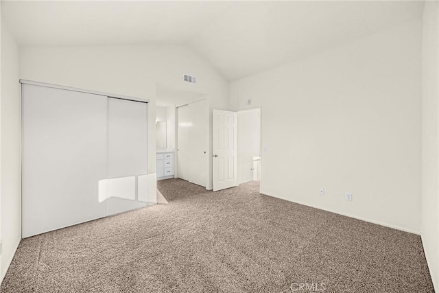 625 E Merion St, Ontario, CA 91761 - unfurnished bedroom featuring carpet floors, vaulted ceiling, and a closet