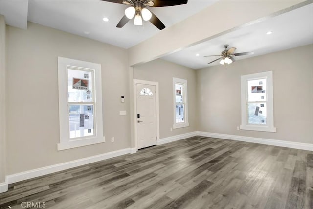 1835 Martin Luther King Blvd, Riverside, CA 92507 - entryway with a ceiling fan, wood finished floors, baseboards, and recessed lighting