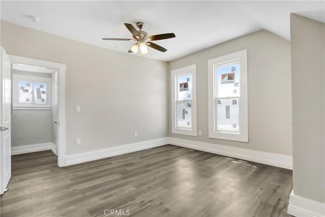 1835 Martin Luther King Blvd, Riverside, CA 92507 - spare room with ceiling fan, wood finished floors, baseboards, lofted ceiling, and a smoke detector