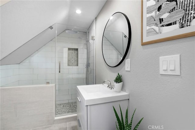 1835 Martin Luther King Blvd, Riverside, CA 92507 - full bathroom featuring a stall shower, vanity, and recessed lighting