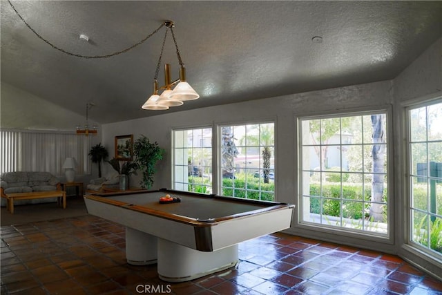 22890 Hilton Head Dr Unit 294, Diamond Bar, CA 91765 - recreation room with lofted ceiling, a textured ceiling, healthy amount of natural light, and billiards table