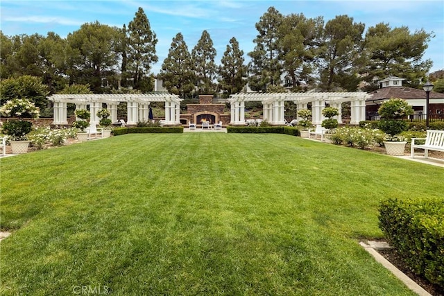 93 Old Course Dr, Newport Beach, CA 92660 - rear view of property featuring a pergola and a lawn