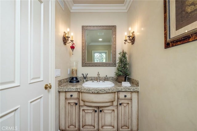 93 Old Course Dr, Newport Beach, CA 92660 - bathroom featuring vanity and crown molding