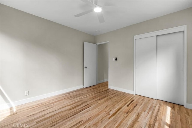 2607 Nearcliff St, Torrance, CA 90505 - unfurnished bedroom featuring light wood finished floors, baseboards, a closet, and ceiling fan