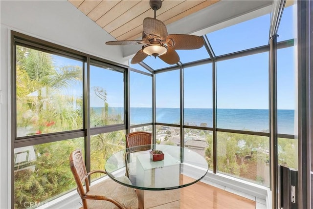 537 Dunnegan Pl, Laguna Beach, CA 92651 - sunroom / solarium with a water view and wood ceiling