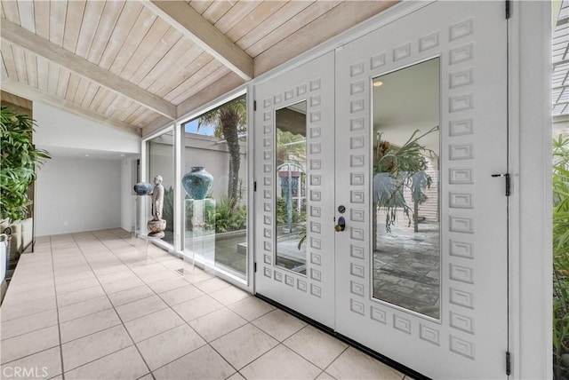 537 Dunnegan Pl, Laguna Beach, CA 92651 - entryway with wood ceiling and tile patterned floors