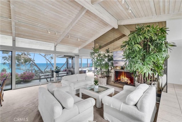 537 Dunnegan Pl, Laguna Beach, CA 92651 - sunroom featuring a water view and rail lighting