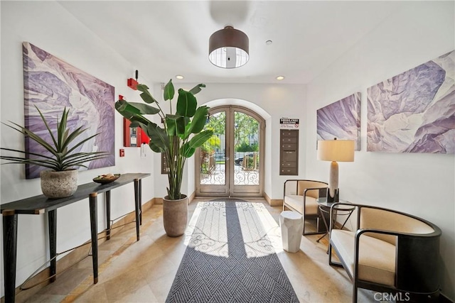 132 S Crescent Dr Unit 202, Beverly Hills, CA 90212 - entrance foyer featuring french doors, baseboards, and recessed lighting