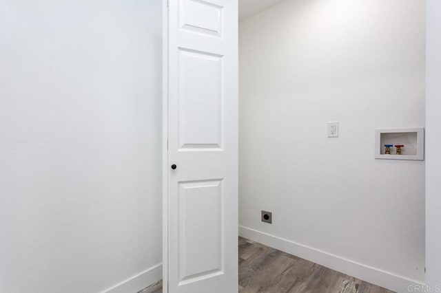 12049 Coping Pl, Lakeside, CA 92040 - washroom with hookup for an electric dryer, hookup for a washing machine, wood finished floors, and baseboards