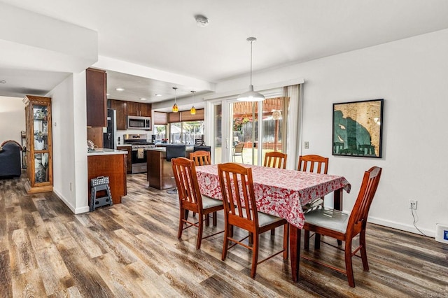 6243 Lake Lomond Dr, San Diego, CA 92119 - dining room featuring wood finished floors, baseboards, and recessed lighting