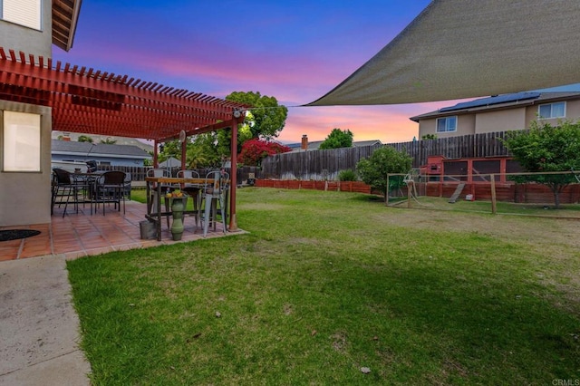 6243 Lake Lomond Dr, San Diego, CA 92119 - view of yard featuring a pergola, a patio, and a playground