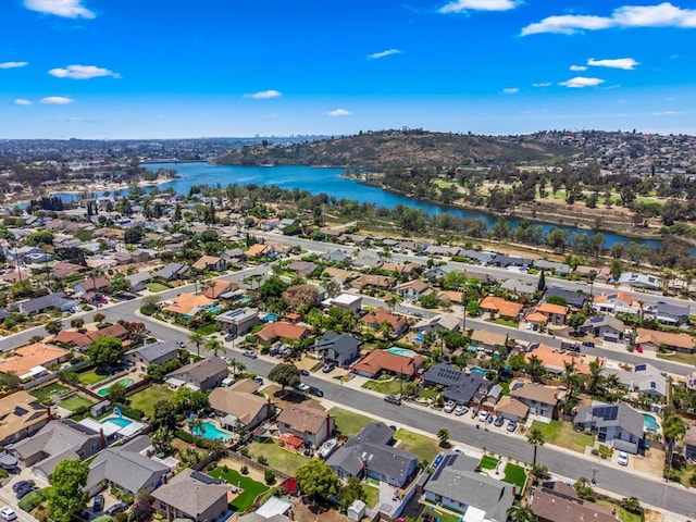 6243 Lake Lomond Dr, San Diego, CA 92119 - aerial view of property's location featuring a large body of water and nearby suburban area