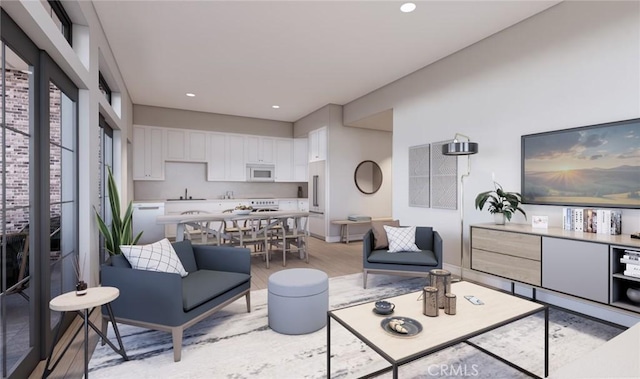 581 Higuera St Unit 208, San Luis Obispo, CA 93401 - living room with light wood-type flooring and recessed lighting