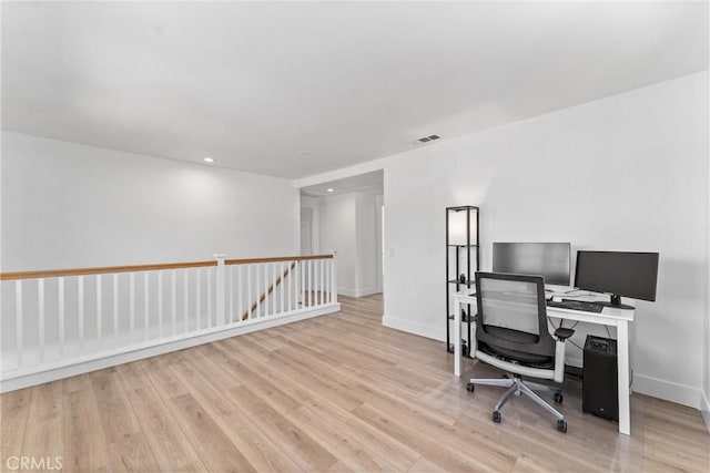 8798 Crest View Dr, Corona, CA 92883 - home office featuring wood finished floors, baseboards, and recessed lighting