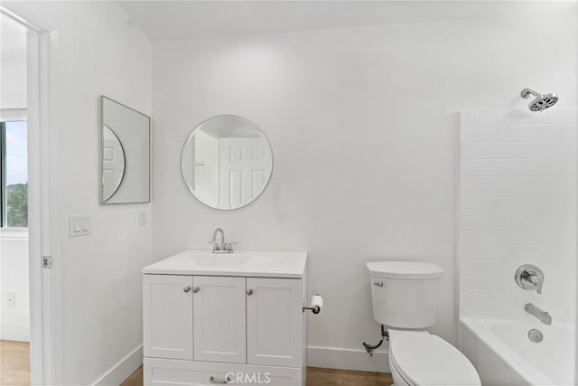 8798 Crest View Dr, Corona, CA 92883 - full bath with vanity, toilet, baseboards, bathing tub / shower combination, and wood finished floors