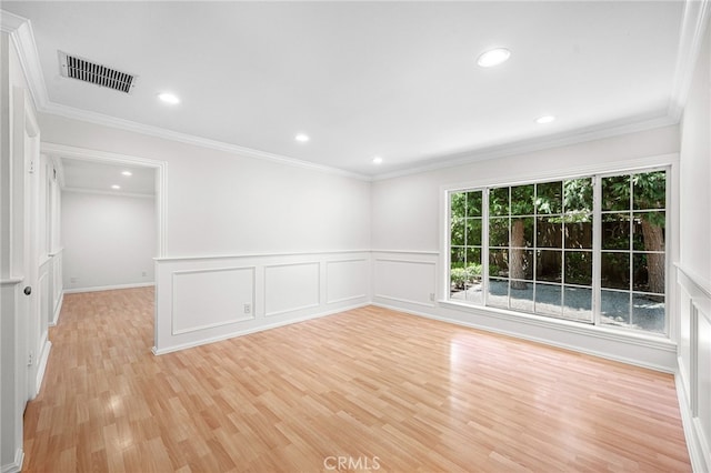 1683 Camberwell Pl, Westlake Village, CA 91361 - spare room with light wood-type flooring, recessed lighting, a wainscoted wall, and ornamental molding