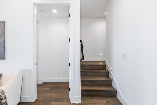 4029 Bernardo Dr, San Luis Obispo, CA 93401 - stairway with wood finished floors, baseboards, and recessed lighting
