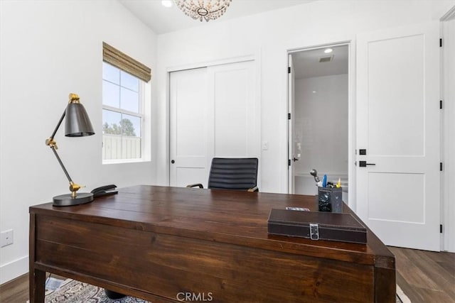 4029 Bernardo Dr, San Luis Obispo, CA 93401 - office area with wood finished floors and baseboards