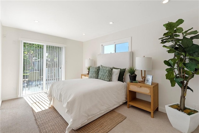 14911 Van Buren Ave, Gardena, CA 90247 - bedroom featuring access to outside, light colored carpet, and recessed lighting