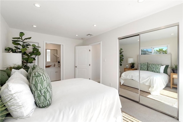 14911 Van Buren Ave, Gardena, CA 90247 - carpeted bedroom with recessed lighting, a closet, and ensuite bathroom