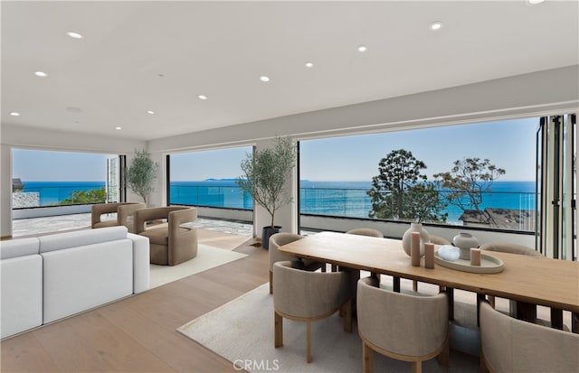 31 N Vista De Catalina, Laguna Beach, CA 92651 - living area featuring light wood-type flooring, recessed lighting, and a water view