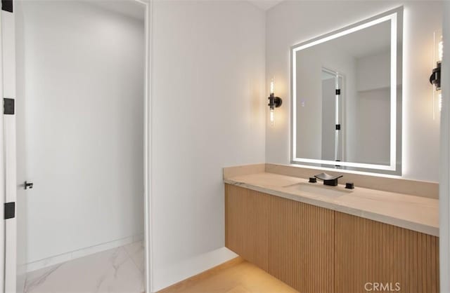 31 N Vista De Catalina, Laguna Beach, CA 92651 - bathroom with vanity, marble finish flooring, and baseboards