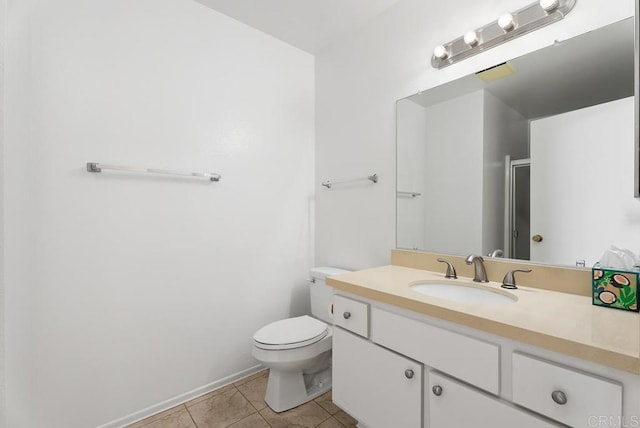 8933 Yolo Cir Unit 1308-A, Huntington Beach, CA 92646 - full bath featuring vanity, toilet, tile patterned flooring, baseboards, and a shower with door