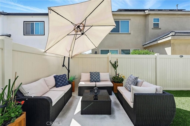 1782 Park Place Ln, Riverside, CA 92501 - fenced backyard with an outdoor hangout area and a patio