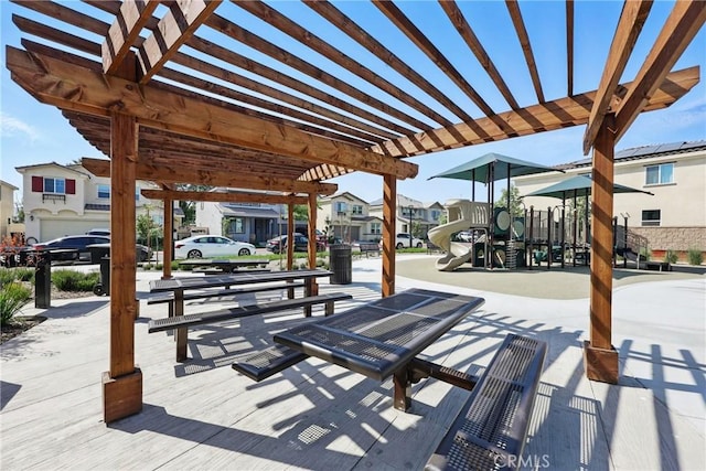 1782 Park Place Ln, Riverside, CA 92501 - view of property's community with a pergola and a residential view