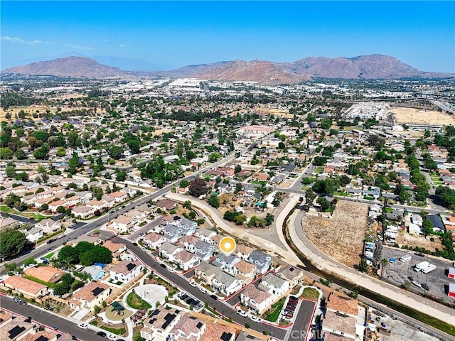 1782 Park Place Ln, Riverside, CA 92501 - aerial view of property's location featuring a mountainous background and nearby suburban area