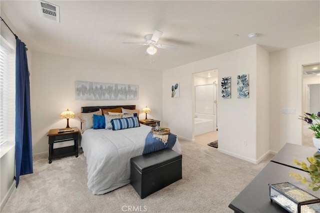 1095 W Buttercup Ln, Rialto, CA 92376 - bedroom featuring carpet floors, baseboards, connected bathroom, and ceiling fan