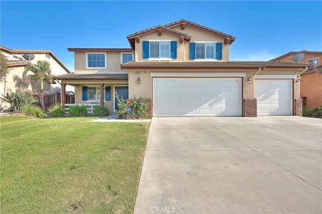 12415 Brianwood Dr, Riverside, CA 92503 - traditional-style home with stucco siding, concrete driveway, a front lawn, and an attached garage
