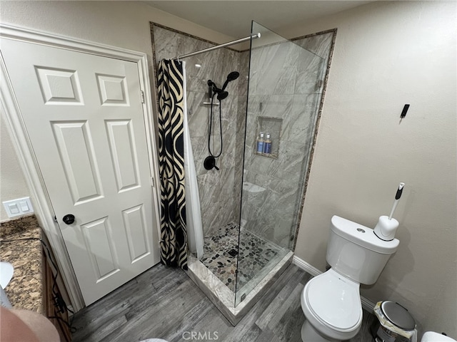 108 Limestone Rd, Claremont, CA 91711 - full bathroom with toilet, a shower stall, wood finished floors, and vanity