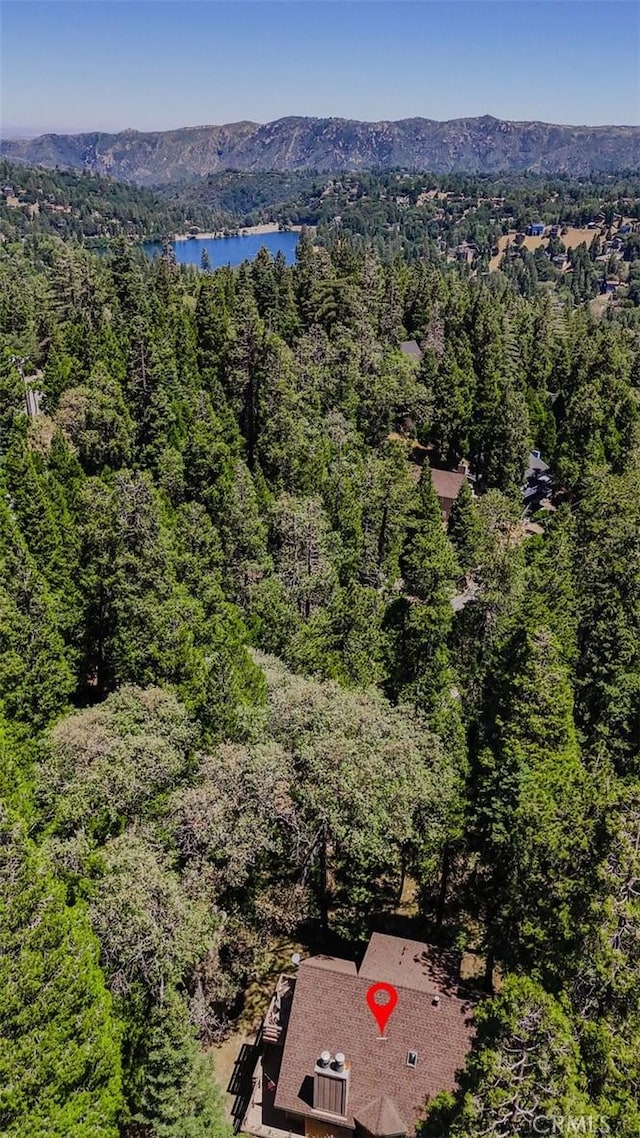 1213 Jungfrau Dr, Crestline, CA 92325 - drone / aerial view of a forest and a water and mountain view