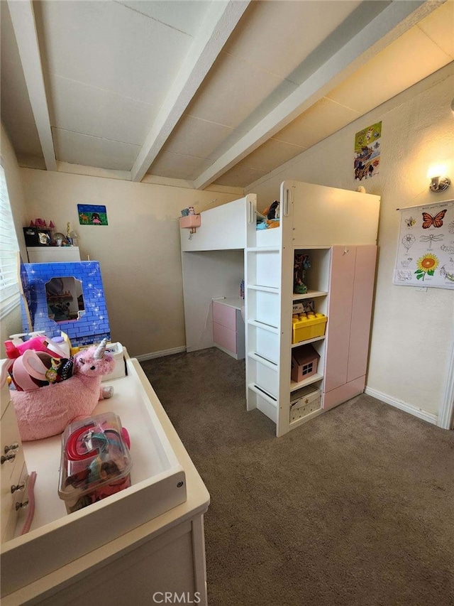 1417 Batson Ave, Rowland Heights, CA 91748 - carpeted bedroom with beam ceiling and baseboards