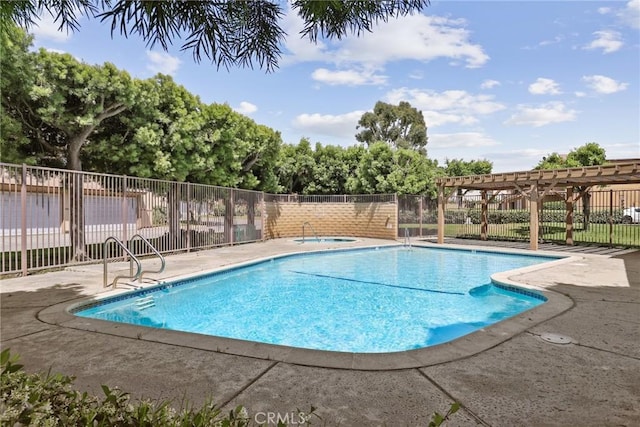 12828 Ramona Blvd Unit 54, Baldwin Park, CA 91706 - community pool featuring a hot tub, a patio area, and a pergola