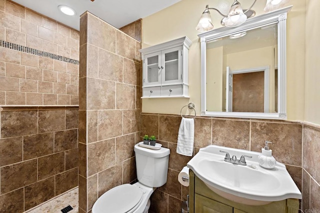 2042 Pheasant Run, Fallbrook, CA 92028 - full bathroom featuring vanity, walk in shower, and tile walls