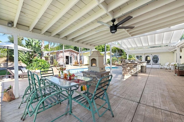 2042 Pheasant Run, Fallbrook, CA 92028 - view of patio with outdoor dining space, a pergola, and an outdoor pool