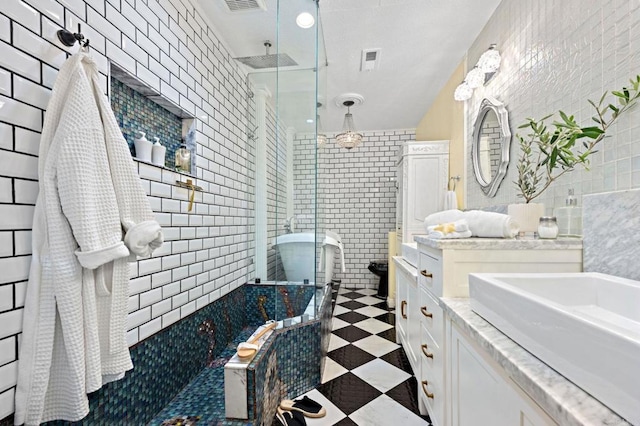 2042 Pheasant Run, Fallbrook, CA 92028 - full bath featuring tile walls, a stall shower, and vanity