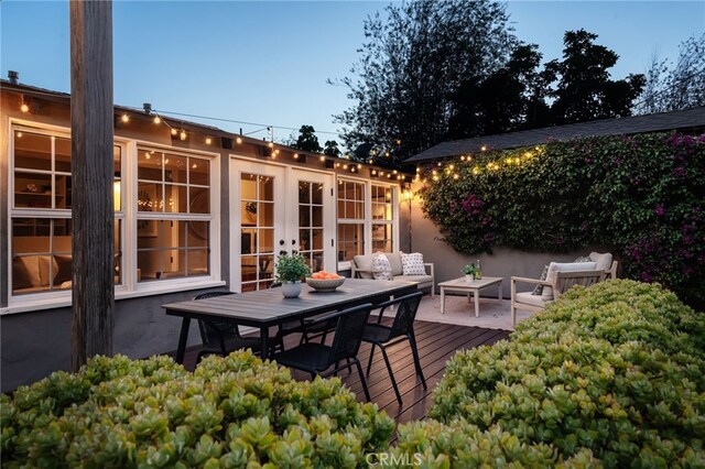 4146 Michael Ave, Los Angeles, CA 90066 - wooden terrace with french doors, outdoor dining area, and an outdoor living space