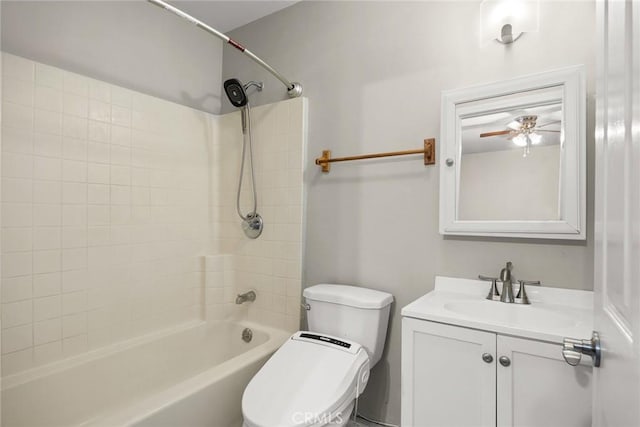406 E Graves Ave, Monterey Park, CA 91755 - bathroom featuring vanity,  shower combination, toilet, and a ceiling fan