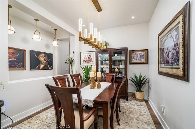 7256 Plumrose St, Fontana, CA 92336 - dining space with dark wood-style flooring, baseboards, and recessed lighting