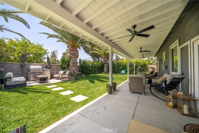 7256 Plumrose St, Fontana, CA 92336 - view of patio / terrace featuring ceiling fan