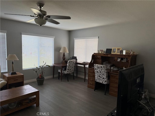 861 Moyano Cir, Corona, CA 92882 - office with ceiling fan, wood finished floors, and baseboards