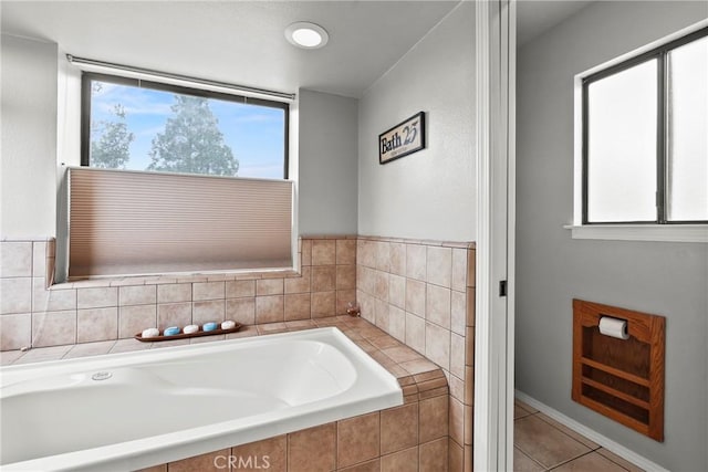1555 Cordova Dr, San Luis Obispo, CA 93405 - full bath featuring a garden tub and tile patterned floors