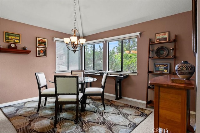 1555 Cordova Dr, San Luis Obispo, CA 93405 - dining space with a chandelier, baseboards, and carpet