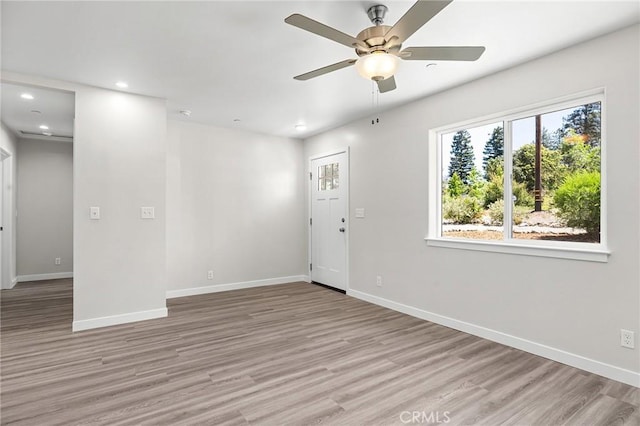 5821 Copeland Rd, Paradise, CA 95969 - empty room featuring a ceiling fan, healthy amount of natural light, light wood finished floors, and recessed lighting