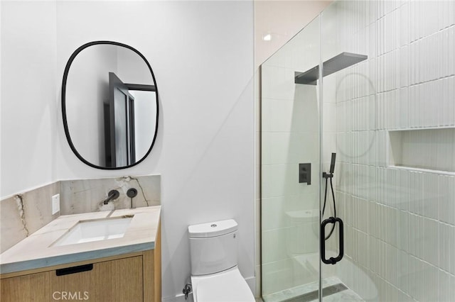 5275 Lynridge Dr, Yorba Linda, CA 92886 - bathroom featuring toilet, vanity, and a stall shower